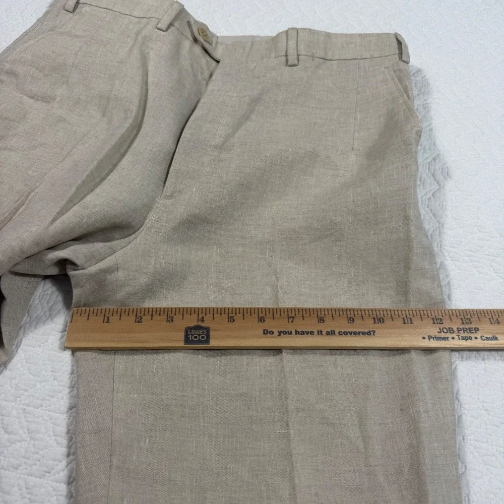 Brioni Cannes 100% Linen Pants Trousers Mens 34 Unhemmed Beige Made in Italy NWT